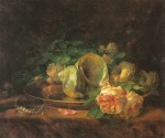 Ιακωβίδης Γεώργιος-Πιατέλα με όστρακα, τριαντάφυλλα, μαργαριτάρια και σκουλαρίκια