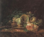 Ιακωβίδης Γεώργιος-Πιατέλα με όστρακα, τριαντάφυλλα, μαργαριτάρια και σκουλαρίκια